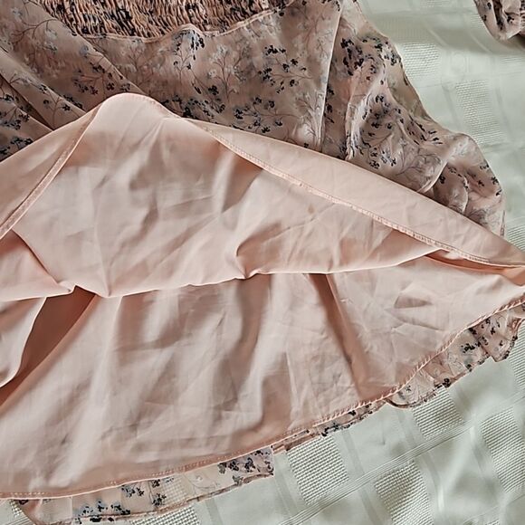 Honey Chelsea Women's Floral Ruffled Long Sleeves Mini Dress XS Pink - Picture 9 of 16